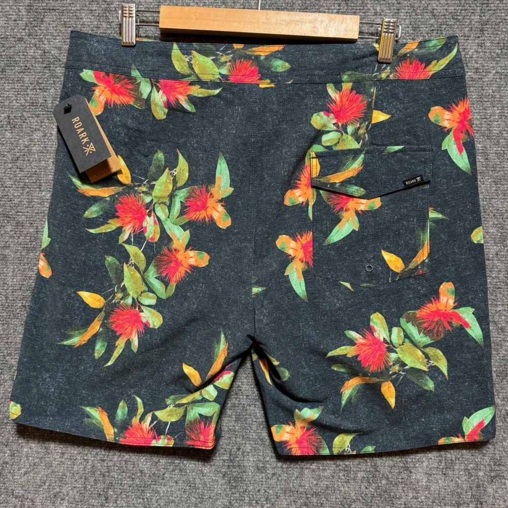 ROARK Passage La Selva Board Shorts Mens Size 34‎ Floral Hemp Blend Swim Trunks